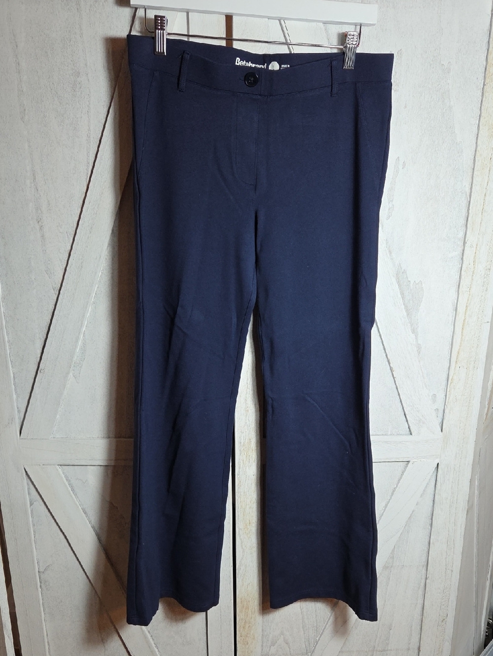 Betabrand Navy Blue "Yoga" Office Pants Straight Leg Size L